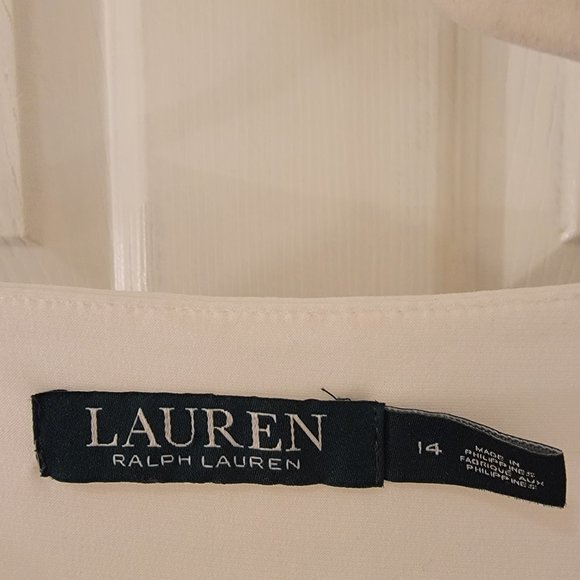 Lauren Ralph Lauren Sheath Dress Size 14 Black White Colorblock Short Sleeve - Picture 5 of 6